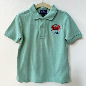 Ralph Lauren Kids Crab Embroidered Cotton Mesh Polo Shirt Celadon Green 2 Boys
